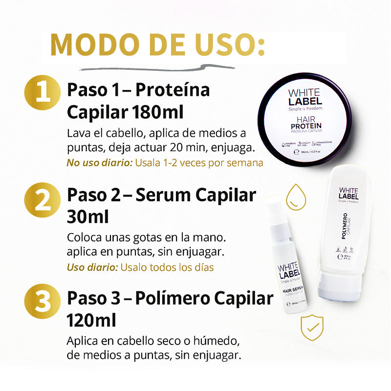 Kit Reparación Maxima | 3 Pasos: Polimero, Suero y Proteina